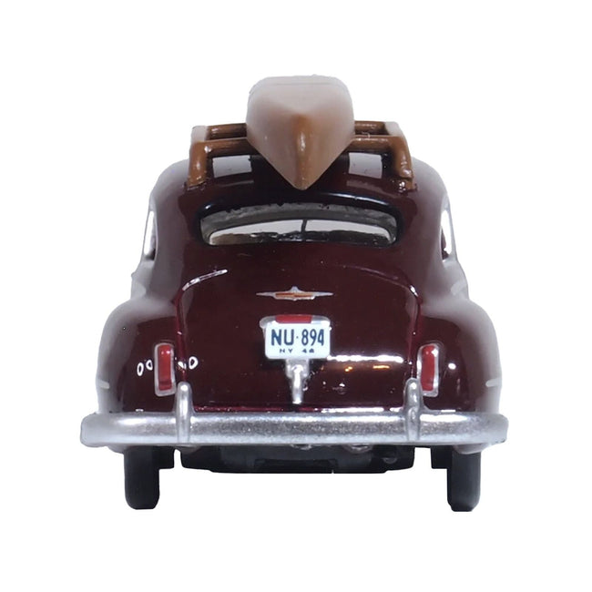 1946 DeSoto Suburban with Roof Rack and Canoe Royal Maroon 1/87 (HO) Scale Diecast Model Car by Oxford Diecast - Oxford Diecast - ModelCars.com