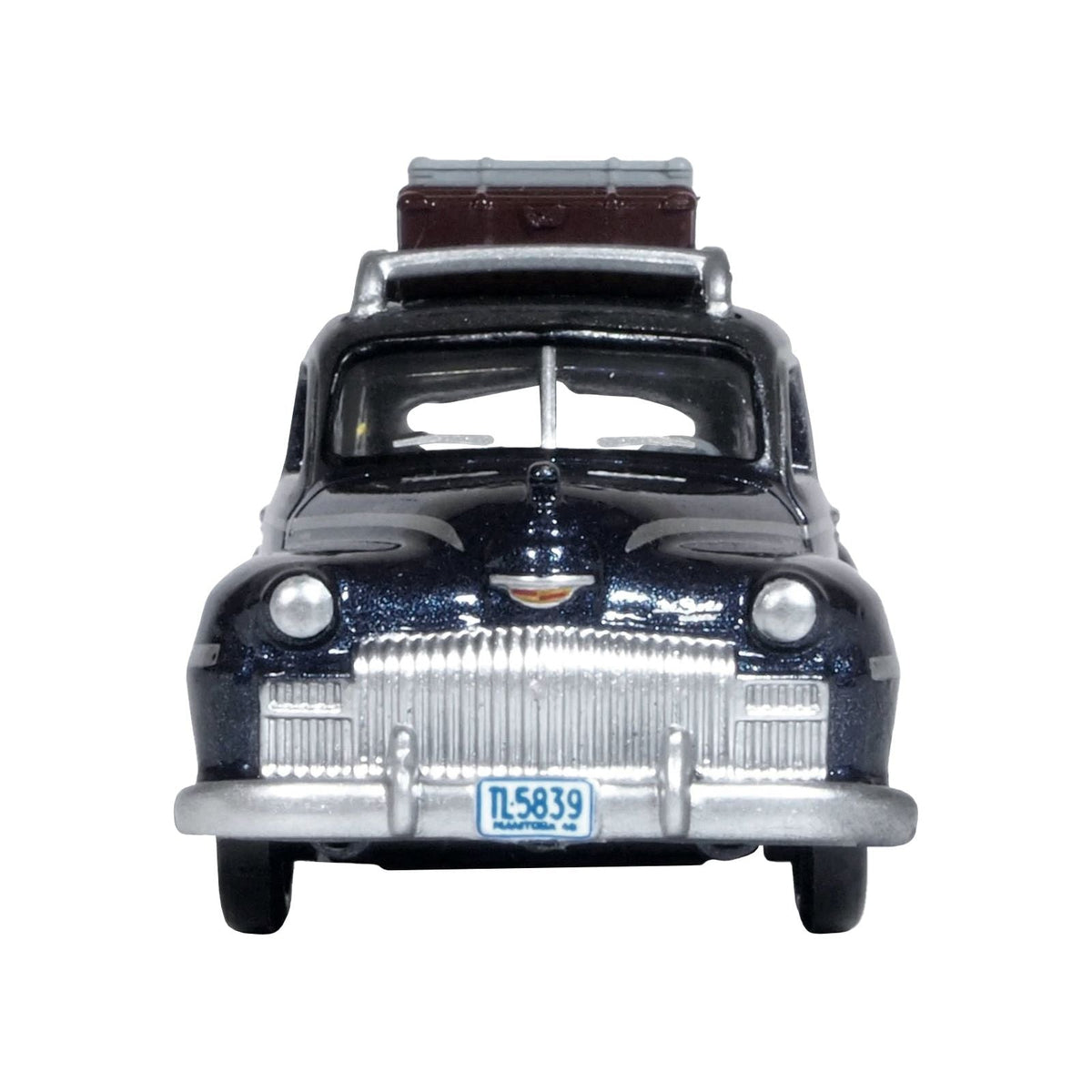 1946 DeSoto Suburban with Roof Rack and Luggage Butterfly Blue Metallic with Crystal Gray Top 1/87 (HO) Scale Diecast Model Car by Oxford Diecast - Oxford Diecast - ModelCars.com