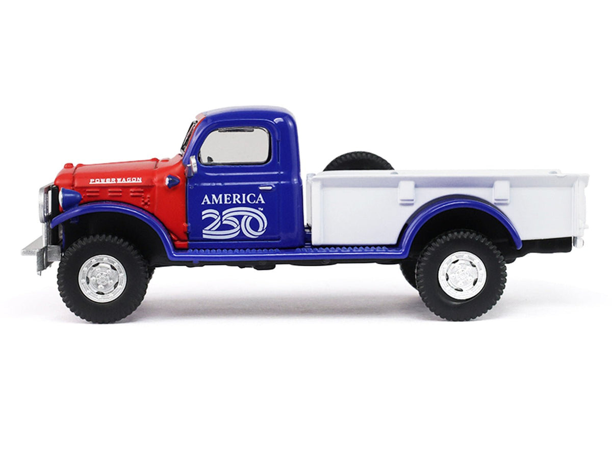 1946 Dodge Power Wagon Pickup Truck Red White and Blue "America 250 Edition" "Anniversary Collection" Series 18 1/64 Diecast Model Car by Greenlight-Greenlight-ModelCars.com