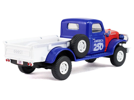 1946 Dodge Power Wagon Pickup Truck Red White and Blue "America 250 Edition" "Anniversary Collection" Series 18 1/64 Diecast Model Car by Greenlight-Greenlight-ModelCars.com