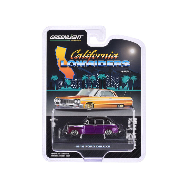 1946 Ford Fordor Super Deluxe Dark Purple Metallic and Black "California Lowriders" Series 6 1/64 Diecast Model Car by Greenlight - Greenlight - ModelCars.com