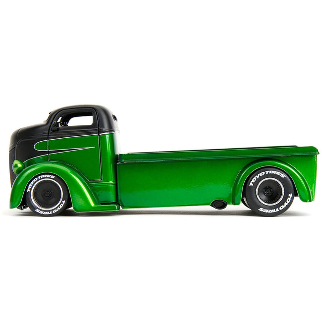 1947 Ford COE Flatbed Truck Green Metallic and Matt Black "Toyo Tires" with Extra Wheels "Just Trucks" Series 1/24 Diecast Model Car by Jada - Jada - ModelCars.com