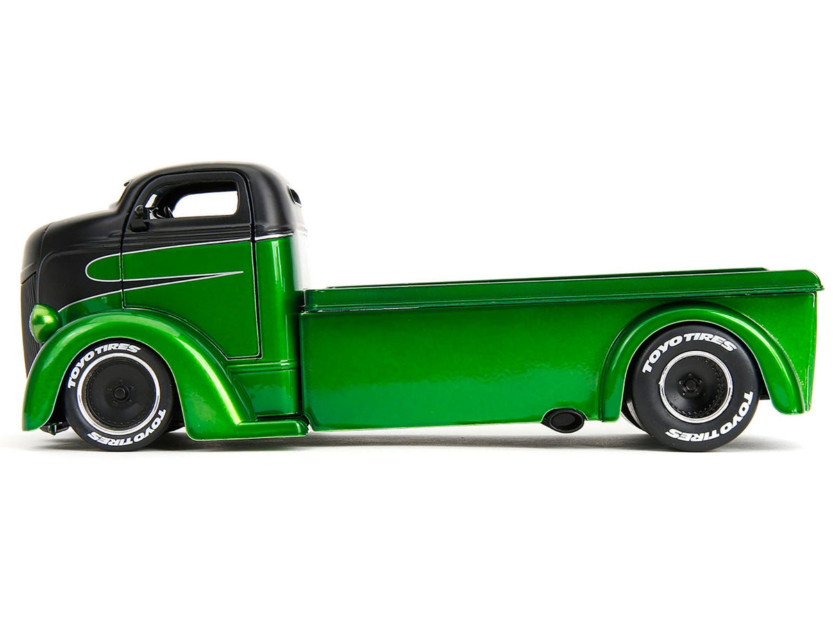 1947 Ford COE Flatbed Truck Green Metallic and Matt Black "Toyo Tires" with Extra Wheels "Just Trucks" Series 1/24 Diecast Model Car by Jada-Jada-ModelCars.com