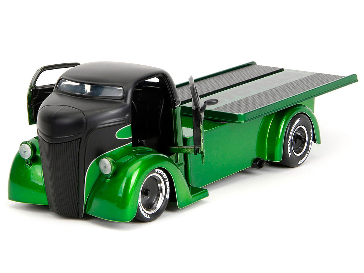 1947 Ford COE Flatbed Truck Green Metallic and Matt Black "Toyo Tires" with Extra Wheels "Just Trucks" Series 1/24 Diecast Model Car by Jada-Jada-ModelCars.com