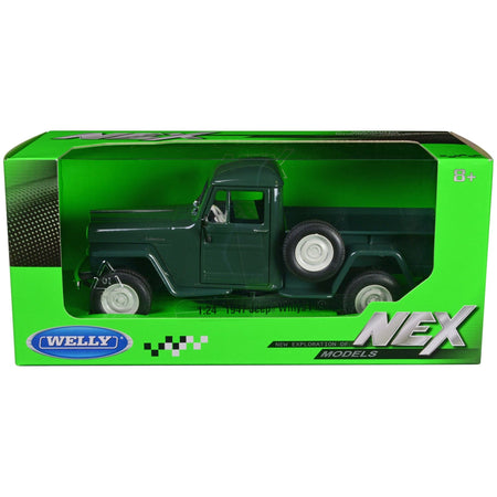 1947 Jeep Willys Pickup Truck Dark Green "NEX Models" Series 1/24 Diecast Model Car by Welly - Welly - ModelCars.com
