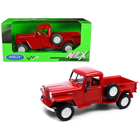 1947 Jeep Willys Pickup Truck Red "NEX Models" Series 1/24 Diecast Model Car by Welly - Welly - ModelCars.com