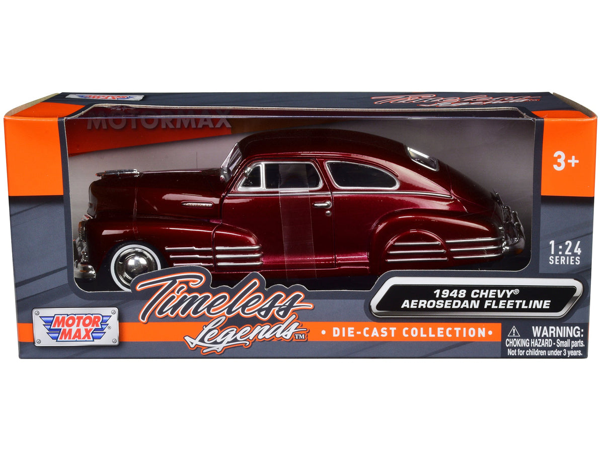 1948 Chevrolet Aerosedan Fleetline Black 1/24 Diecast Model Car by Motormax-Motormax-ModelCars.com