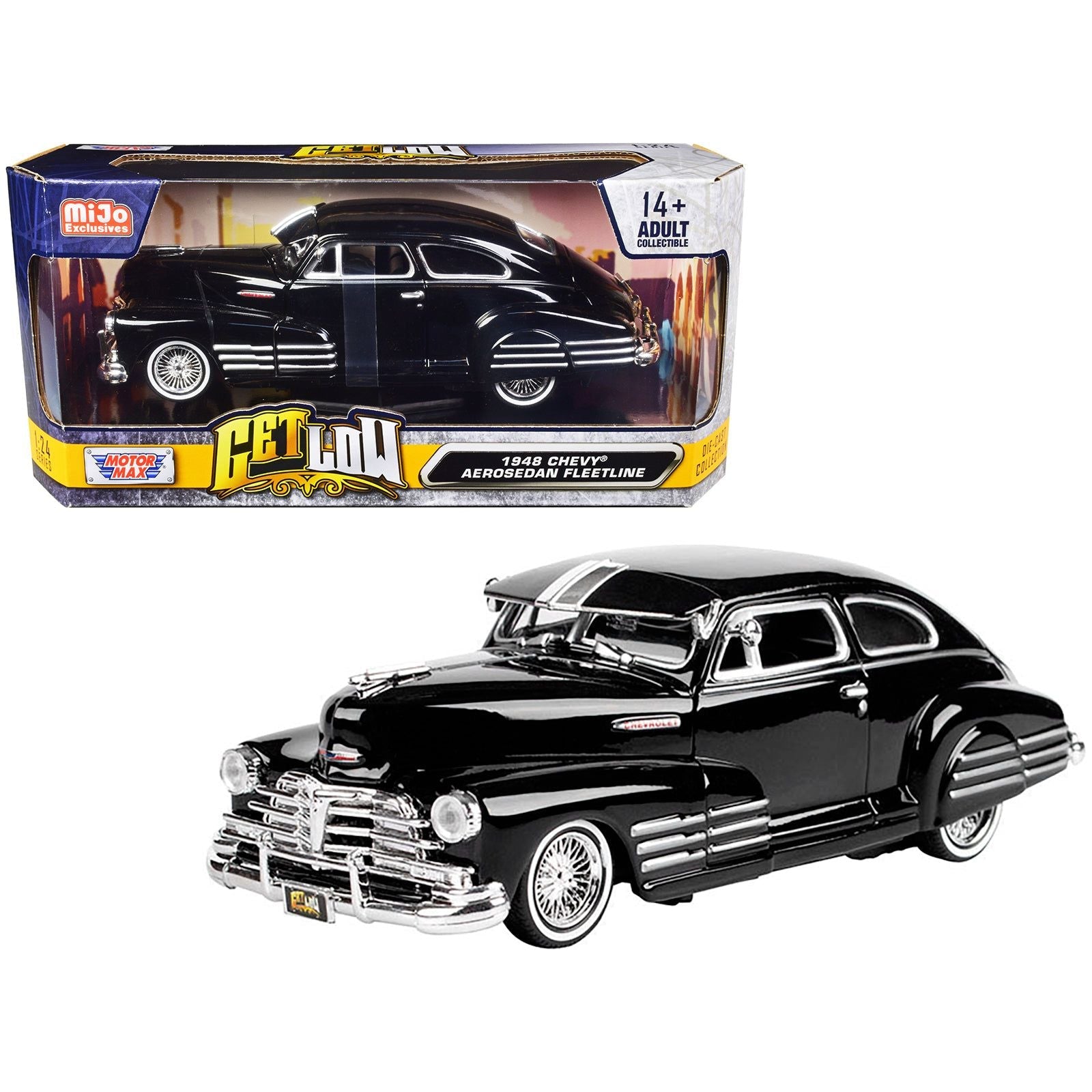 1948 Chevrolet Aerosedan Fleetside Lowrider Black "Get Low" Series 1/24 Diecast Model Car by Motormax - Motormax - ModelCars.com