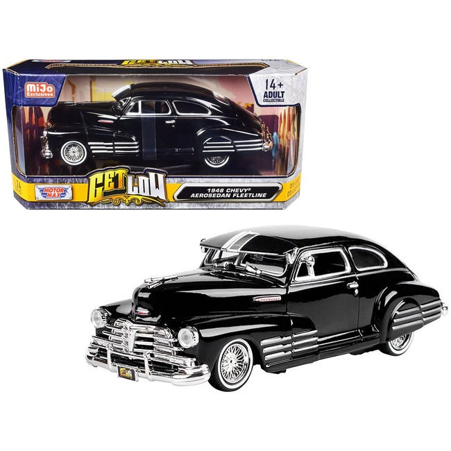 1948 Chevrolet Aerosedan Fleetside Lowrider Black "Get Low" Series 1/24 Diecast Model Car by Motormax - Motormax - ModelCars.com