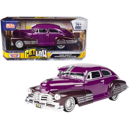 1948 Chevrolet Aerosedan Fleetside Lowrider Purple Metallic and Dark Purple Metallic Two - Tone "Get Low" Series 1/24 Diecast Model Car by Motormax - Motormax - ModelCars.com