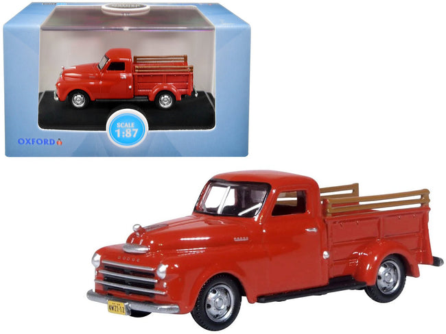 1948 Dodge B-1B Pickup Truck Red 1/87 (HO) Scale Diecast Model Car by Oxford Diecast-Oxford Diecast-ModelCars.com