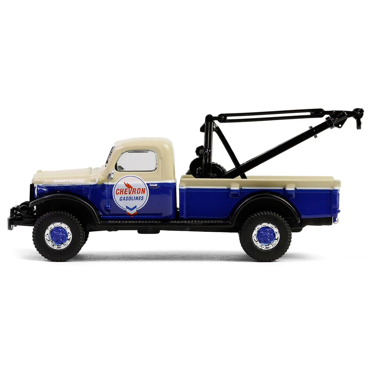 1948 Dodge Power Wagon Wrecker Tow Truck Beige and Blue "Chevron Special Edition" Series 1 1/64 Diecast Model Car by Greenlight - Greenlight - ModelCars.com