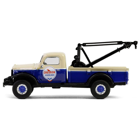 1948 Dodge Power Wagon Wrecker Tow Truck Beige and Blue "Chevron Special Edition" Series 1 1/64 Diecast Model Car by Greenlight - Greenlight - ModelCars.com