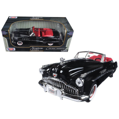 1949 Buick Roadmaster Black with Red Interior 1/18 Diecast Model Car by Motormax - Motormax - ModelCars.com