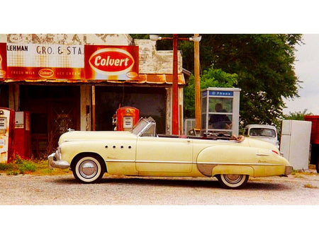 1949 Buick Roadmaster Convertible (Charlie Babbitt's) Yellow with Red Interior "Rain Man" (1988) Movie 1/18 Diecast Model Car by Greenlight-Greenlight-ModelCars.com