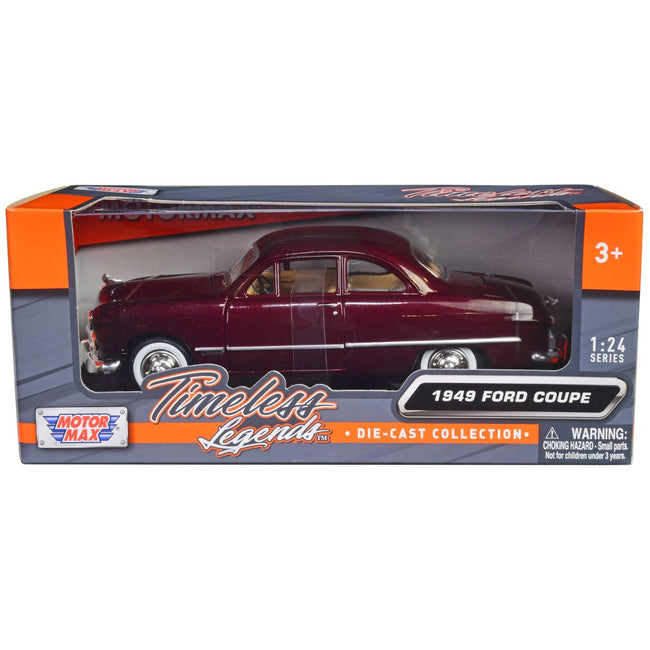 1949 Ford Coupe Burgundy 1/24 Diecast Model Car by Motormax - Motormax - ModelCars.com