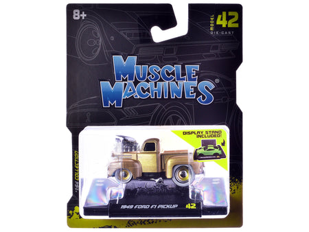 1949 Ford F1 Pickup Truck Gold Metallic 1/64 Diecast Model Car by Muscle Machines-Muscle Machines-ModelCars.com