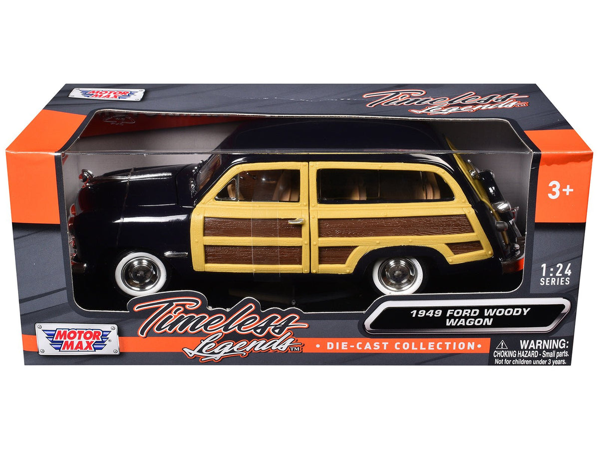 1949 Ford Woody Wagon Dark Blue 1/24 Diecast Model Car by Motormax-Motormax-ModelCars.com