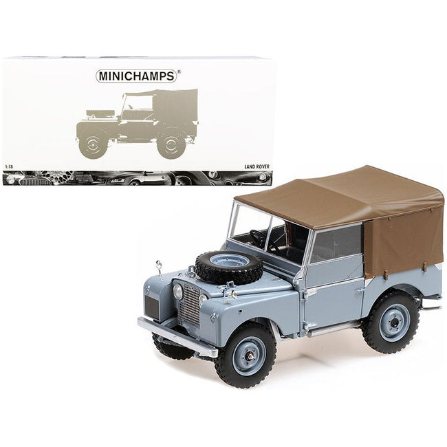 1949 Land Rover RHD (Right Hand Drive) Gray with Brown Canopy 1/18 Diecast Model Car by Minichamps - Minichamps - ModelCars.com