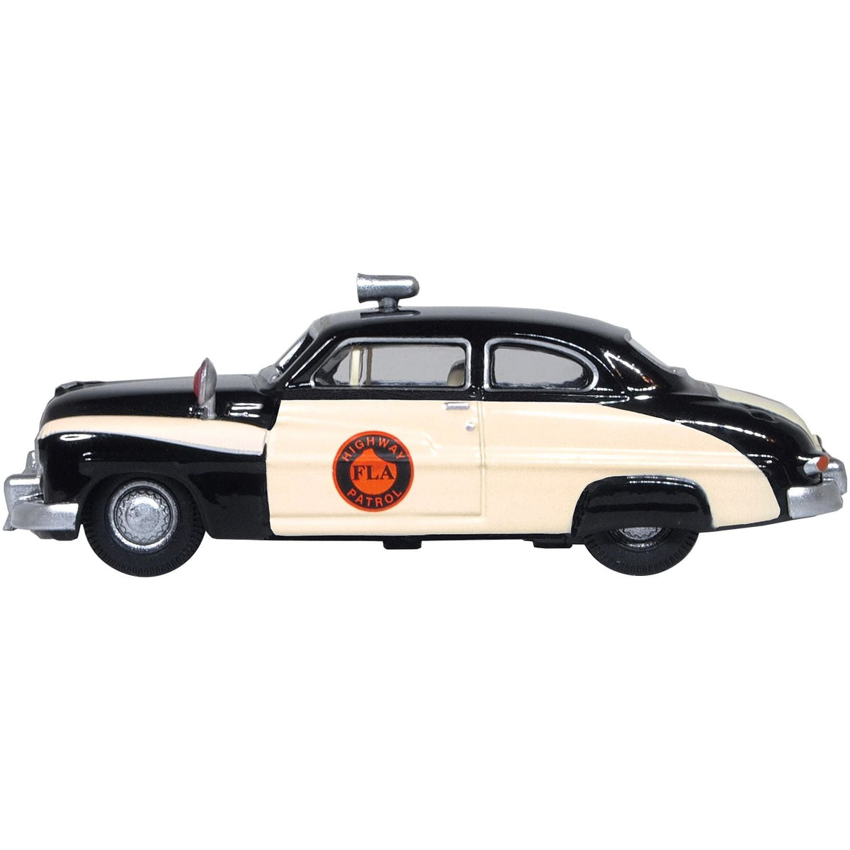 1949 Mercury Monarch Police Black and White "Florida Highway Patrol" 1/87 (HO) Scale Diecast Model Car by Oxford Diecast - Oxford Diecast - ModelCars.com