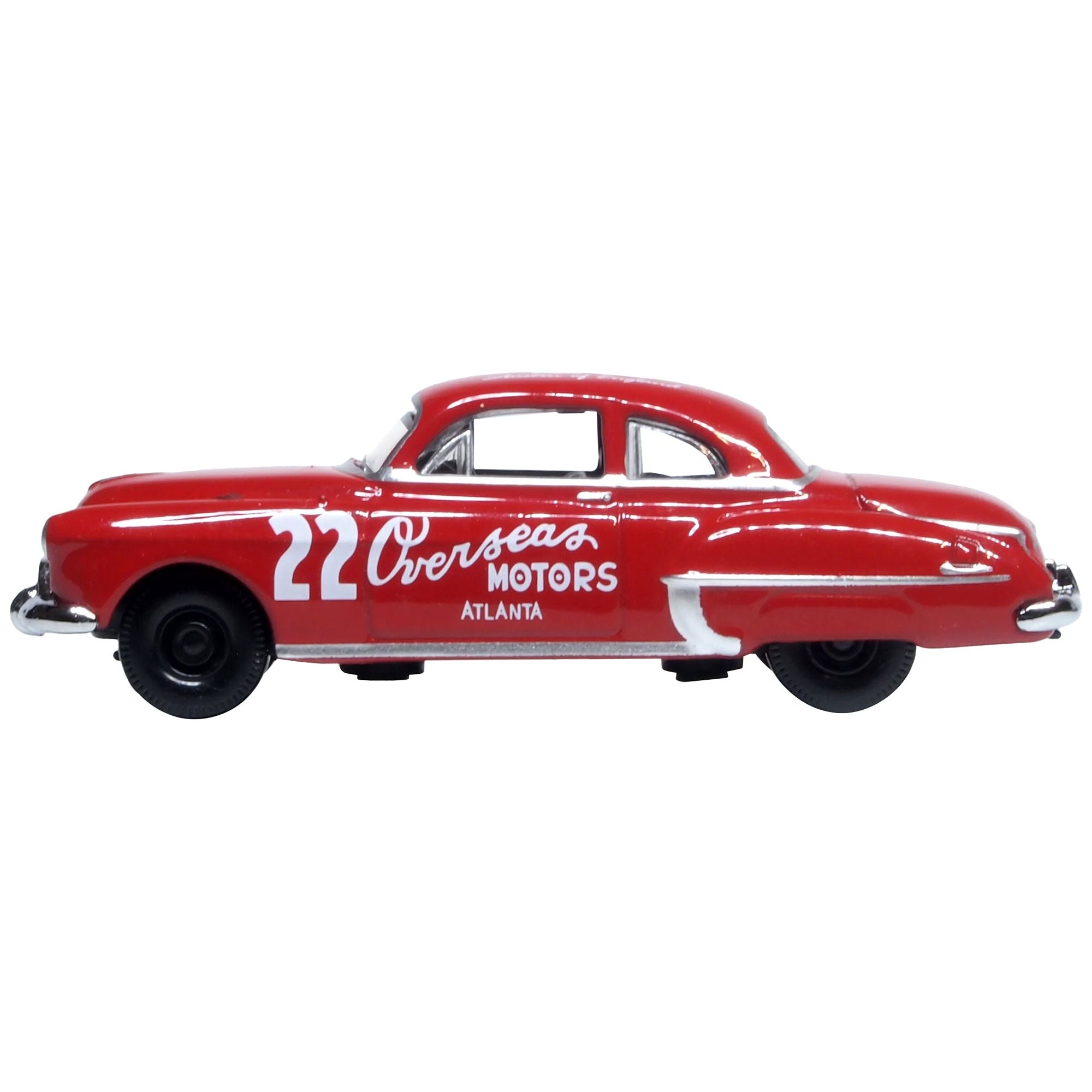 1949 Oldsmobile Rocket 88 Coupe 22 "Overseas Motors Atlanta" Red 1/87 (HO) Scale Diecast Model Car by Oxford Diecast - Oxford Diecast - ModelCars.com