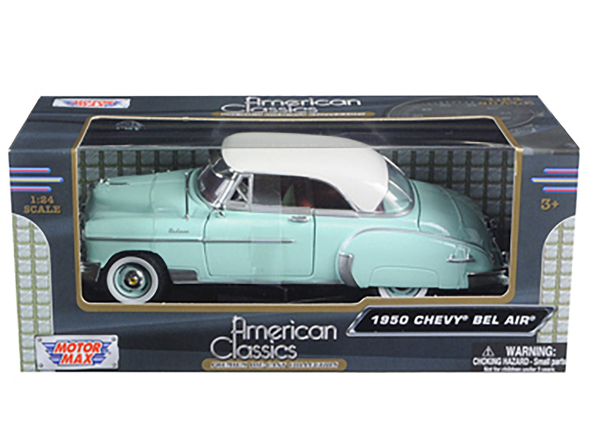 1950 Chevrolet Bel Air Green with Cream Top 1/24 Diecast Model Car by Motormax-Motormax-ModelCars.com