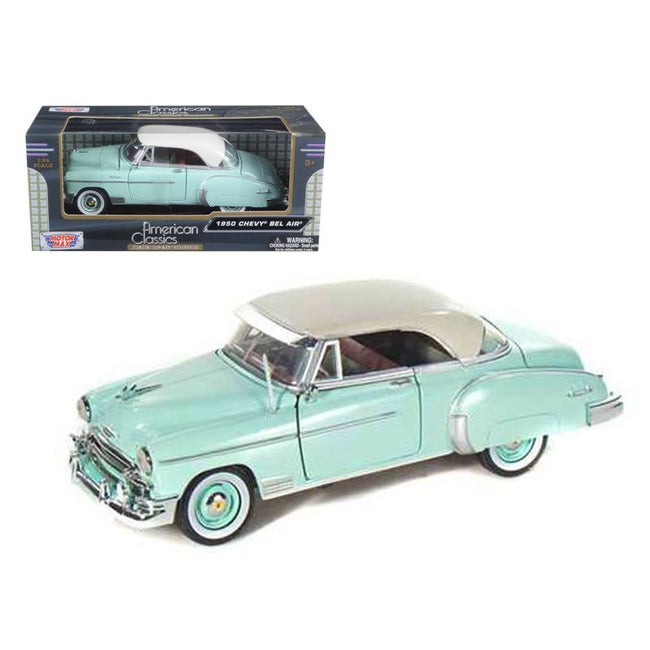1950 Chevrolet Bel Air Green with Cream Top 1/24 Diecast Model Car by Motormax-Motormax-ModelCars.com