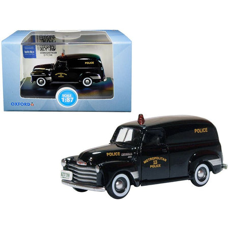 1950 Chevrolet Panel Van Black "Metropolitan 13 Police" (Washington D.C.) 1/87 (HO) Scale Diecast Model Car by Oxford Diecast - Oxford Diecast - ModelCars.com
