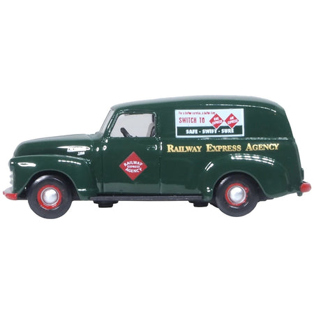 1950 Chevrolet Panel Van "Railway Express Agency" Dark Green 1/87 (HO) Scale Diecast Model Car by Oxford Diecast - Oxford Diecast - ModelCars.com