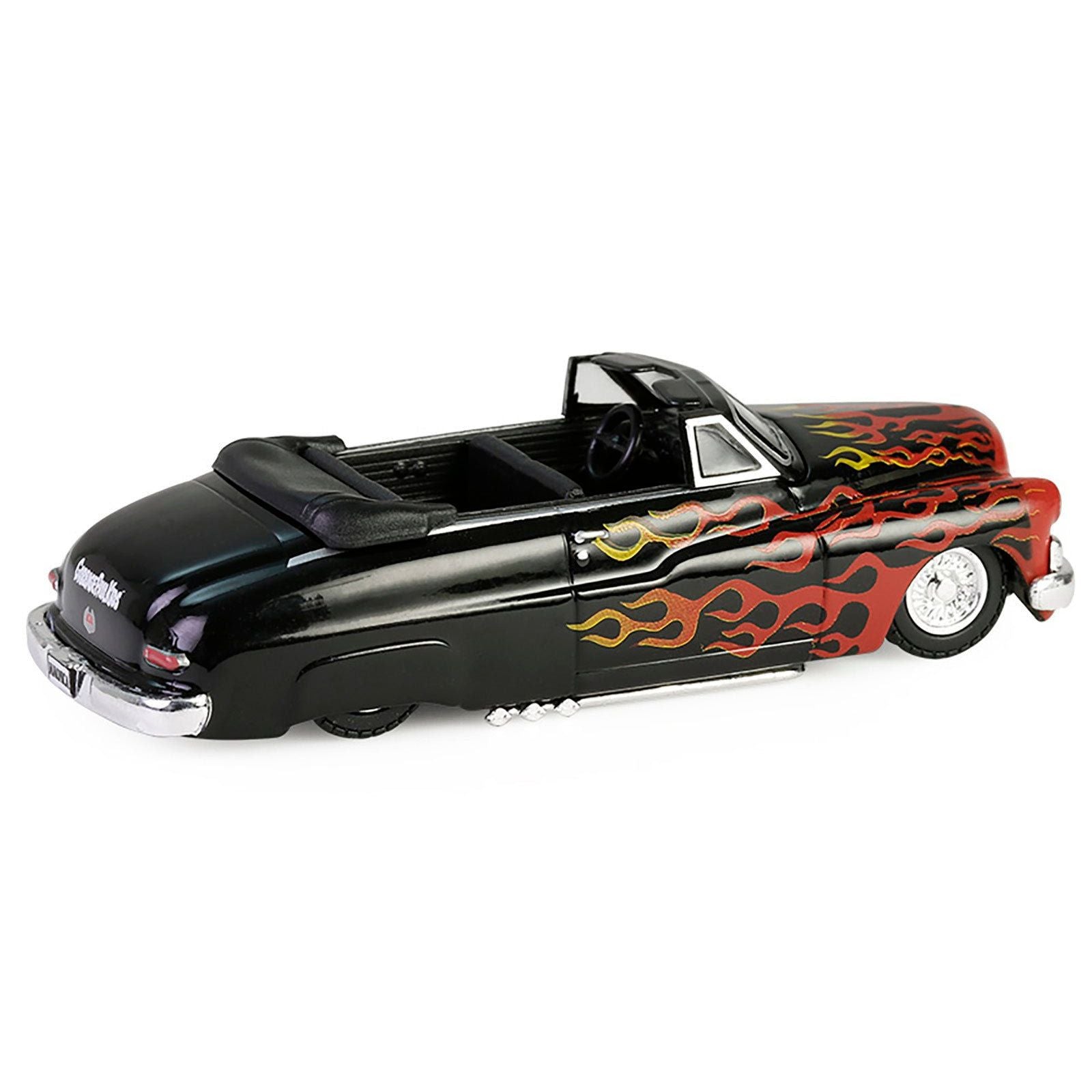 1950 Mercury Eight Convertible Lowrider Black with Flames "Menacing Monica" "Garbage Pail Kids" Series 7 1/64 Diecast Model Car by Greenlight - Greenlight - ModelCars.com