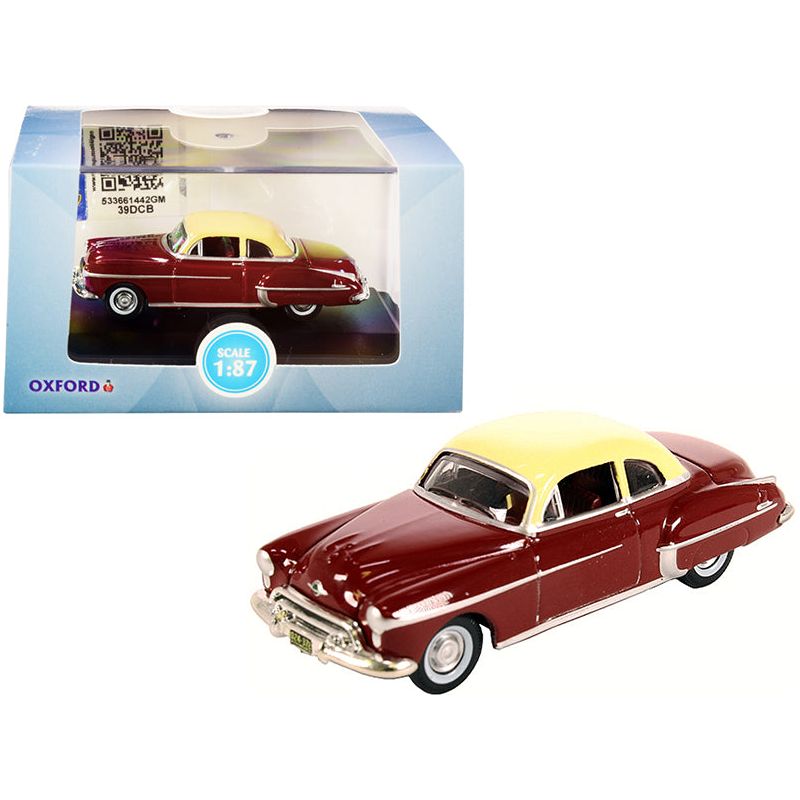 1950 Oldsmobile Rocket 88 Coupe Chariot Red with Canto Cream Top 1/87 (HO) Scale Diecast Model Car by Oxford Diecast - Oxford Diecast - ModelCars.com