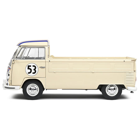 1950 Volkswagen T1 Pickup Truck Racer #53 Cream with Stripes 1/18 Diecast Model Car by Solido-Solido-ModelCars.com