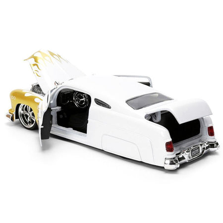 1951 Mercury Coupe White with Gold Flames "Bigtime Muscle" Series 1/24 Diecast Model Car by Jada-Jada-ModelCars.com