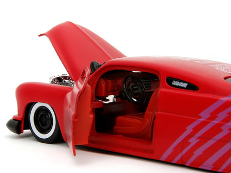 1951 Mercury Matt Red with Purple Stripes and Creep Diecast Figure "Creepshow" (1982) Movie "Hollywood Rides" Series 1/24 Diecast Model Car by Jada-Jada-ModelCars.com