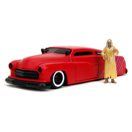 1951 Mercury Matt Red with Purple Stripes and Creep Diecast Figure "Creepshow" (1982) Movie "Hollywood Rides" Series 1/24 Diecast Model Car by Jada-Jada-ModelCars.com
