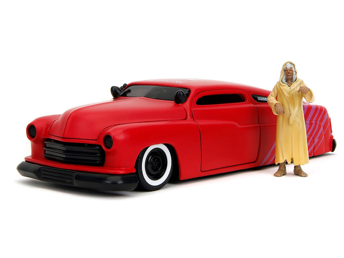 1951 Mercury Matt Red with Purple Stripes and Creep Diecast Figure "Creepshow" (1982) Movie "Hollywood Rides" Series 1/24 Diecast Model Car by Jada-Jada-ModelCars.com
