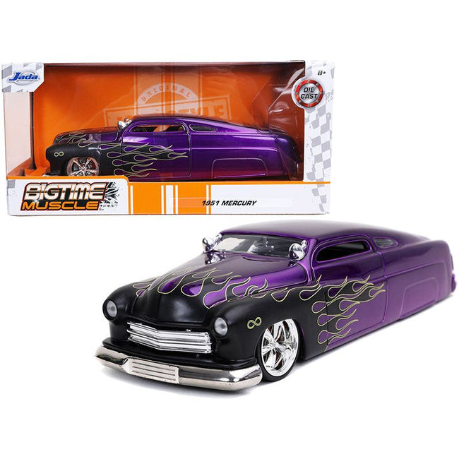 1951 Mercury Purple with Black Flames "Bigtime Muscle" 1/24 Diecast Model Car by Jada-Jada-ModelCars.com