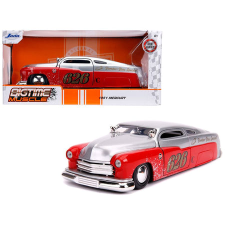 1951 Mercury Silver and Red 626 "Holley" "Bomber Bros Special" "Bigtime Muscle" 1/24 Diecast Model Car by Jada-Jada-ModelCars.com