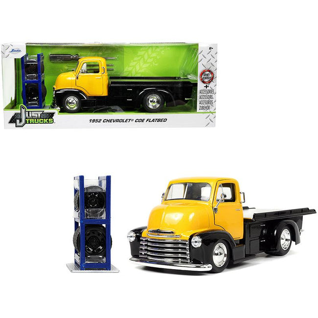 1952 Chevrolet Coe Flatbed Truck Yellow Metallic and Black with Extra Wheels "Just Trucks" Series 1/24 Diecast Model Car by Jada-Jada-ModelCars.com
