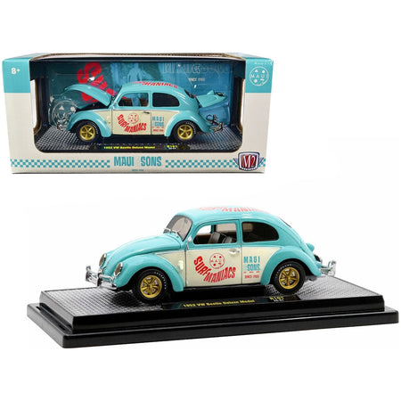 1952 Volkswagen Beetle Deluxe Model Light Blue and Wimbledon White Ã¢â‚¬Å“Maui & SonsÃ¢â‚¬Â Limited Edition to 3850 pieces Worldwide 1/24 Diecast Model Car by M2 Machines-M2-ModelCars.com