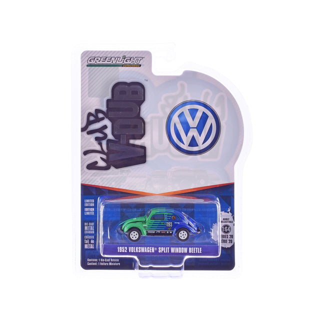 1952 Volkswagen Split Window Beetle 1193 "Falken Tire" Blue and Green "Club Vee - Dub" Series 20 1/64 Diecast Model Car by Greenlight - Greenlight - ModelCars.com