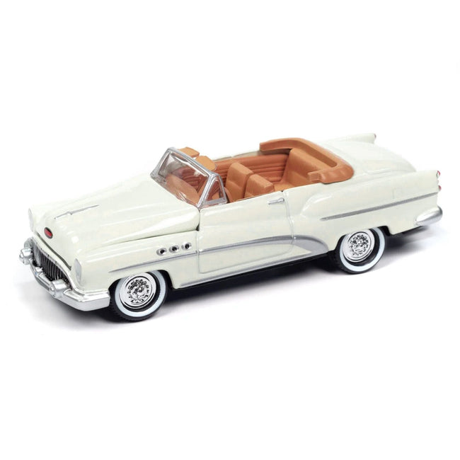 1953 Buick Super Cream with Travel Trailer Limited Edition "Tow & Go" Series 1/64 Diecast Model Car by Johnny Lightning-Johnny Lightning-ModelCars.com