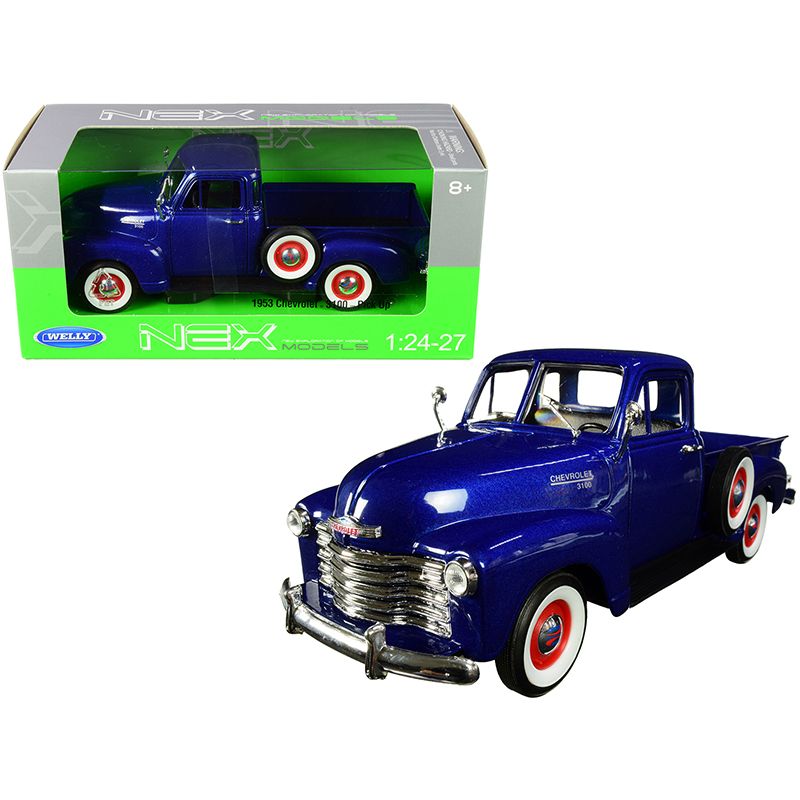 1953 Chevrolet 3100 Pickup Truck Blue 1/24-1/27 Diecast Model Car by Welly-Welly-ModelCars.com