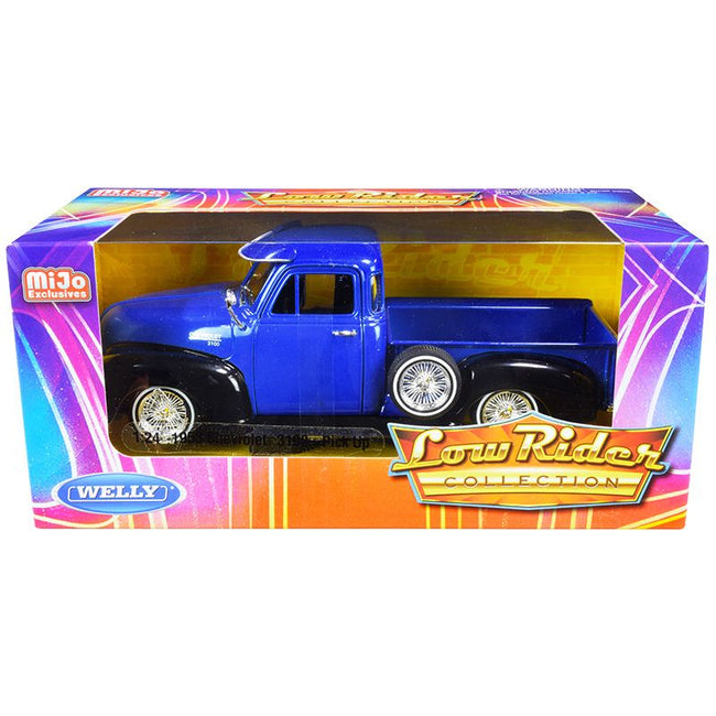 1953 Chevrolet 3100 Pickup Truck Blue and Black "Low Rider Collection" 1/24 Diecast Model Car by Welly - Welly - ModelCars.com