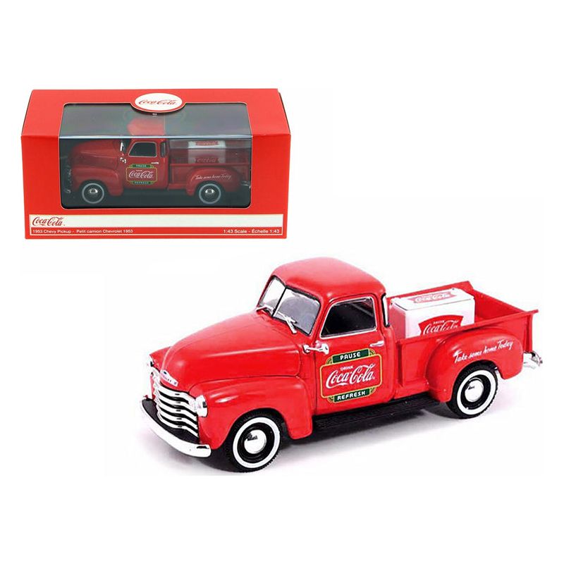 1953 Chevrolet Pickup Truck Red "Coca - Cola" with Metal Cooler 1/43 Diecast Model by Motorcity Classics - Motorcity Classics - ModelCars.com