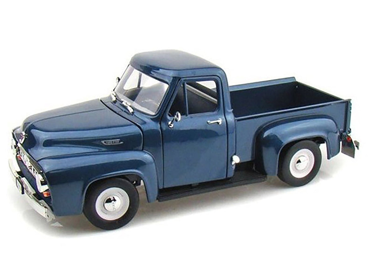 1953 Ford F-100 Pickup Dark Blue 1/18 Diecast Model Car by Road Signature-Road Signature-ModelCars.com