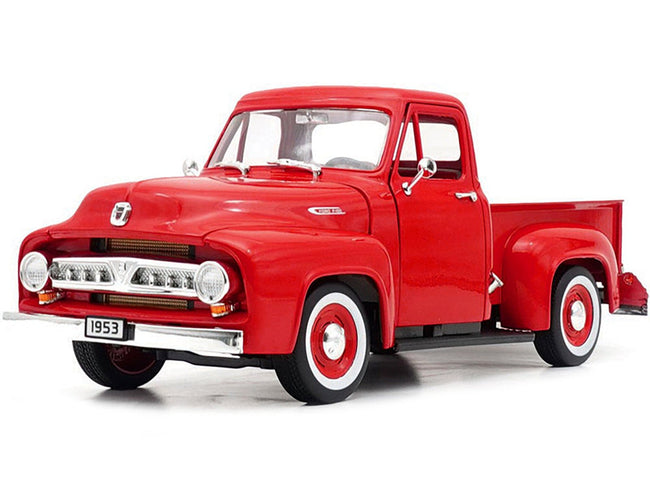 1953 Ford F-100 Pickup Truck Red 1/18 Diecast Model Car by Road Signature-Road Signature-ModelCars.com