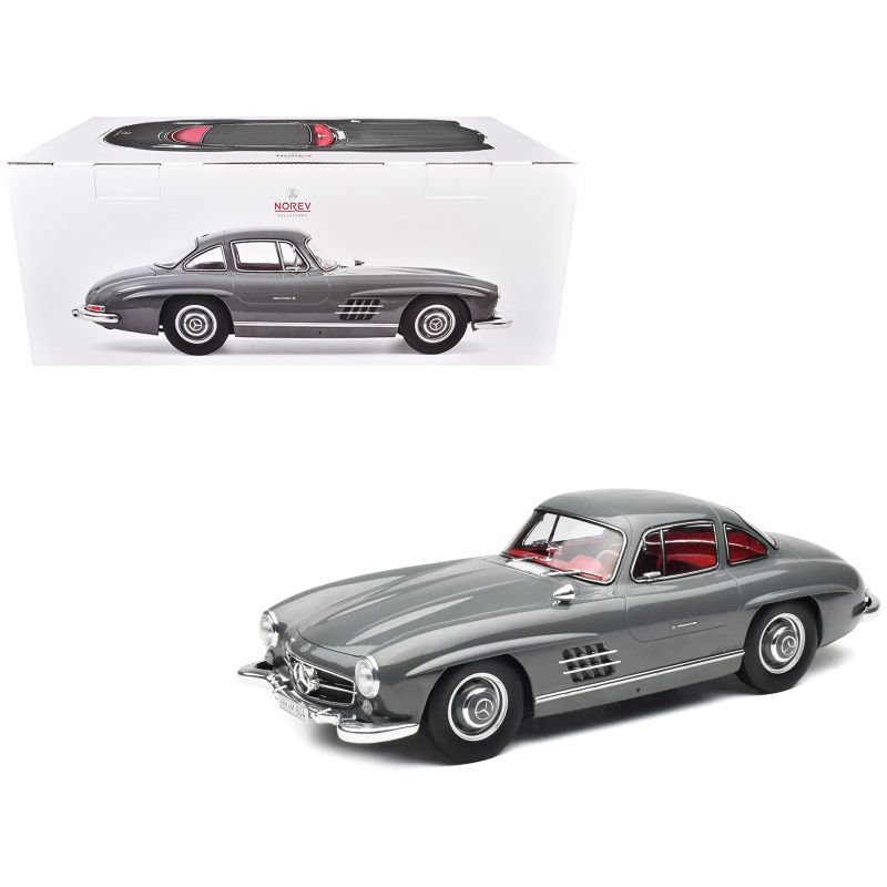 1954 Mercedes-Benz 300 SL Graphite Gray with Red Interior Limited Edition to 500 pieces Worldwide 1/12 Diecast Model Car by Norev-Norev-ModelCars.com