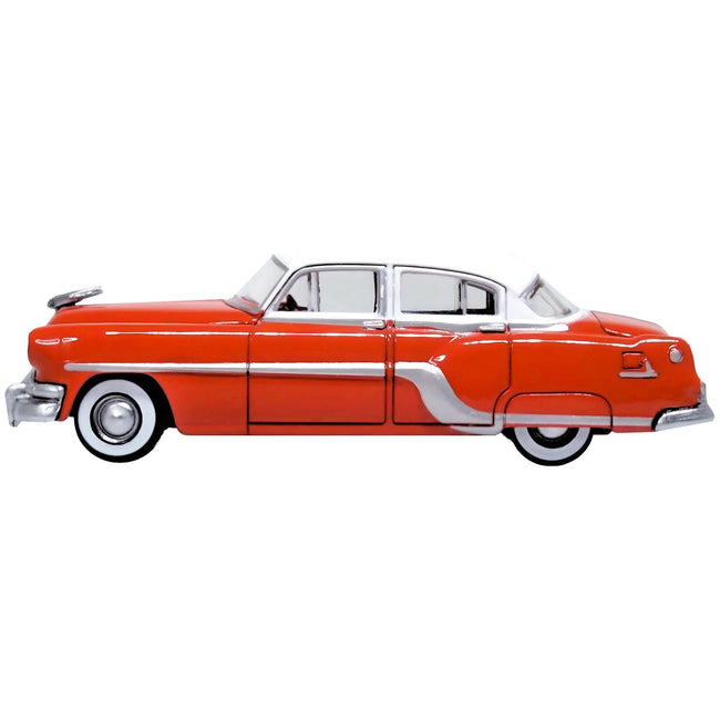 1954 Pontiac Chieftain 4 Door Coral Red with Winter White Top 1/87 (HO) Scale Diecast Model Car by Oxford Diecast - Oxford Diecast - ModelCars.com