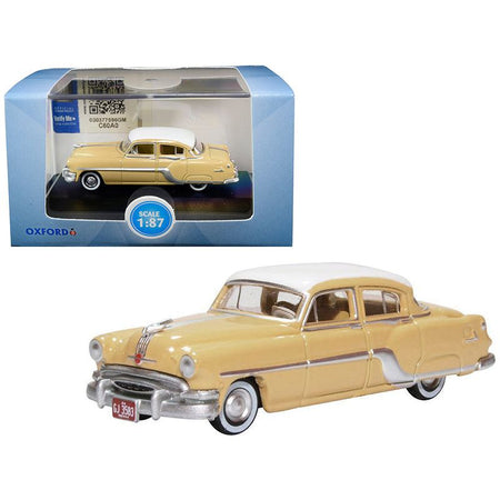 1954 Pontiac Chieftain 4 Door Maize Yellow with Winter White Top 1/87 (HO) Scale Diecast Model Car by Oxford Diecast - Oxford Diecast - ModelCars.com